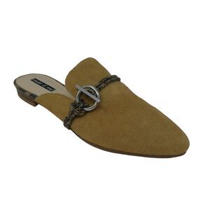 Violet & Red Selma Camel Brown Suede Almond Toe Flats Mules